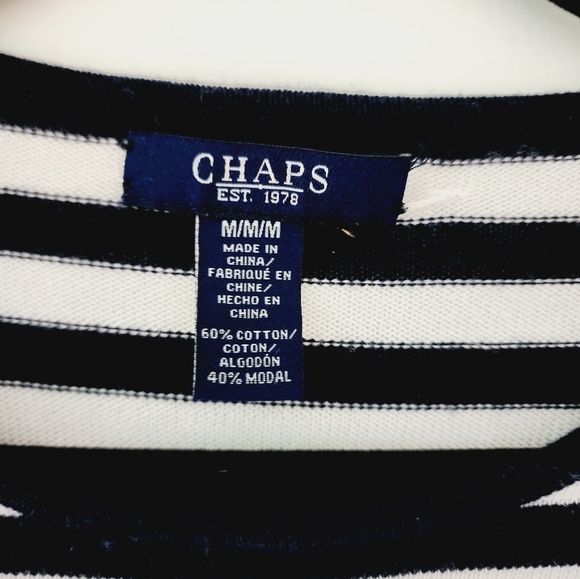 Chaps striped sweater. Navy, white, green, pink. Medium - Picture 2 of 4